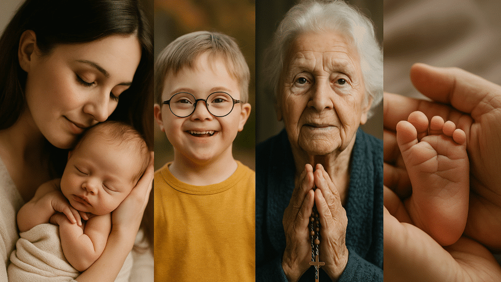Collage of infants, disabled, elderly, all parts of a robust pro-life meaning