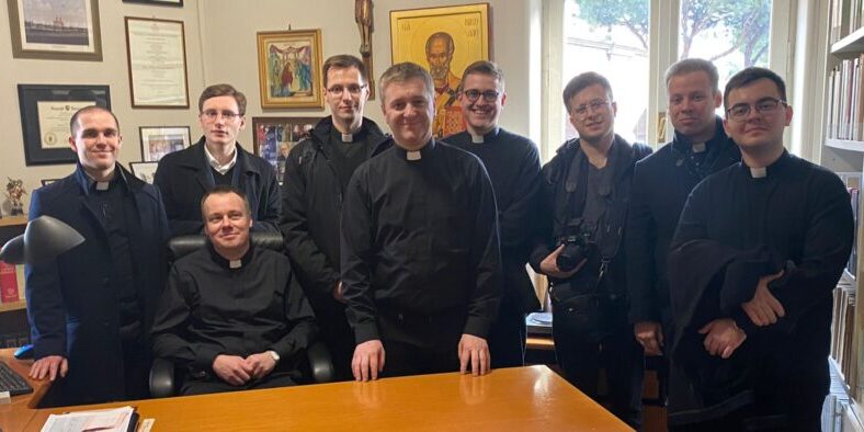 seminarians from poland at HLI Rome library